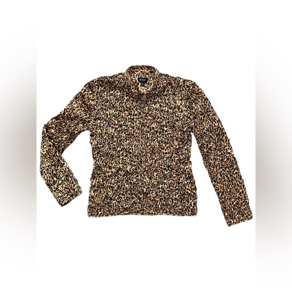 MSK Tan /Brown /Black Sequined Animal Print Blazer Women Size M (Medium) - Picture 2 of 9